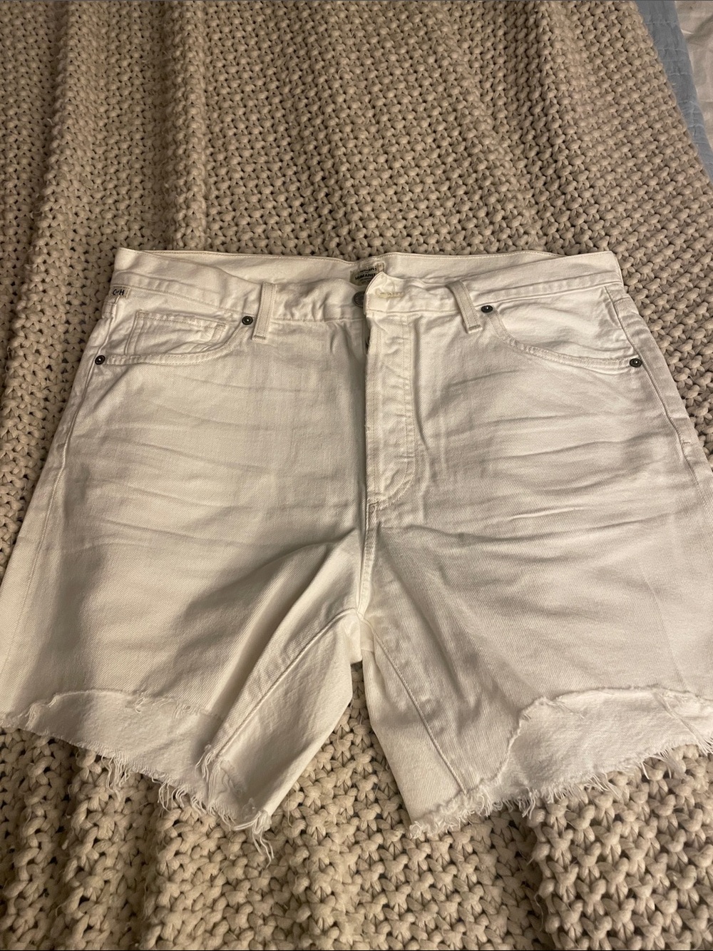 Citizens Of Humanity White High-Rise Denim Shorts